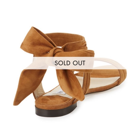 Jimmy Choo Kora Suede Ankle-Wrap Flat Sandals, Canyon - Picture 4 of 9